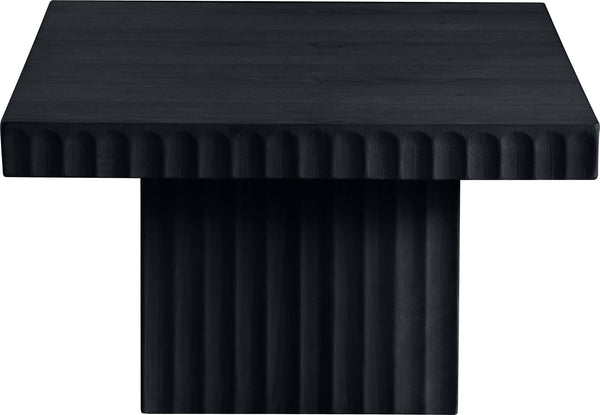 Meridian Furniture Spencer Fluted Oak Veneer Square Coffee Table with Sculptural Black Finish for Living Rooms 253Black-CT12
