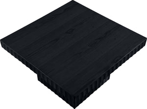 Meridian Furniture Spencer Fluted Oak Veneer Square Coffee Table with Sculptural Black Finish for Living Rooms 253Black-CT12