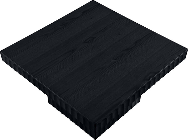 Meridian Furniture Spencer Fluted Oak Veneer Square Coffee Table with Sculptural Black Finish for Living Rooms 253Black-CT12
