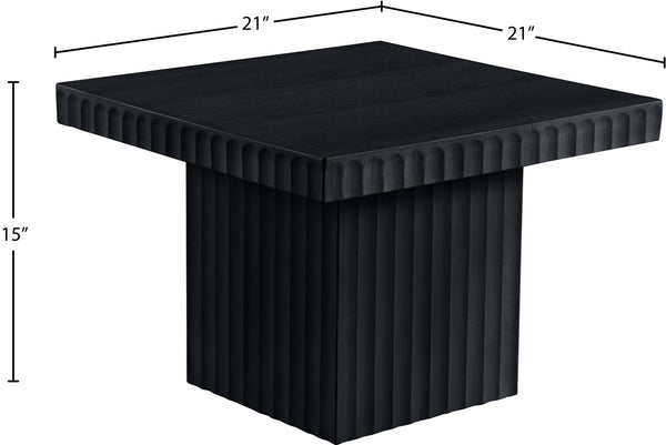Meridian Furniture Spencer Fluted Black Oak Veneer Square Coffee Table for Stylish Living Rooms 253Black-CT15