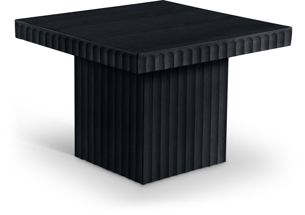 Meridian Furniture Spencer Fluted Black Oak Veneer Square Coffee Table for Stylish Living Rooms 253Black-CT15