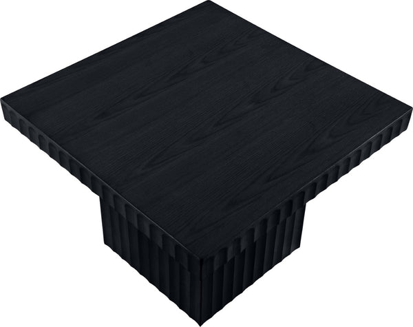 Meridian Furniture Spencer Fluted Black Oak Veneer Square Coffee Table for Stylish Living Rooms 253Black-CT15