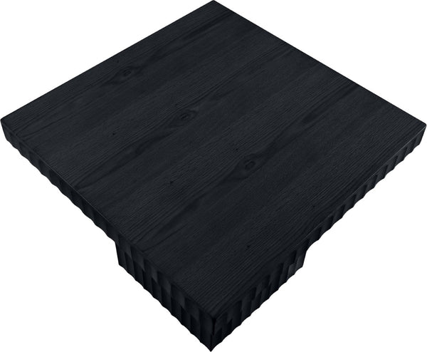 Meridian Furniture Spencer Fluted Black Oak Veneer Square Coffee Table for Contemporary Living Rooms 253Black-CT18