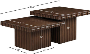 Meridian Furniture Spencer Oak Veneer Nesting Coffee Table Fluted Base Walnut Finish Living Room Set 253Brown-CT-2A