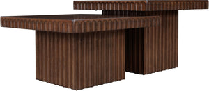 Meridian Furniture Spencer Oak Veneer Nesting Coffee Table Fluted Base Walnut Finish Living Room Set 253Brown-CT-2A