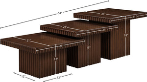 Meridian Furniture Spencer Modular Oak Veneer Coffee Table Fluted Base Walnut Finish Living Room 253Brown-CT-3A