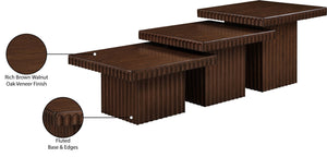 Meridian Furniture Spencer Modular Oak Veneer Coffee Table Fluted Base Walnut Finish Living Room 253Brown-CT-3A