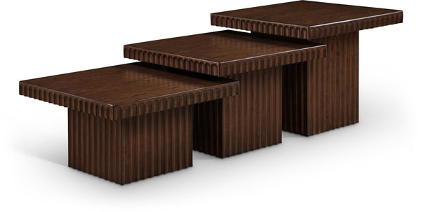 Meridian Furniture Spencer Modular Oak Veneer Coffee Table Fluted Base Walnut Finish Living Room 253Brown-CT-3A