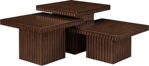 Meridian Furniture Spencer Modular Oak Veneer Coffee Table Fluted Base Walnut Finish Living Room 253Brown-CT-3A