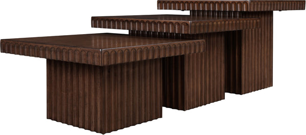 Meridian Furniture Spencer Modular Oak Veneer Coffee Table Fluted Base Walnut Finish Living Room 253Brown-CT-3A