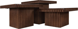 Meridian Furniture Spencer Modular Oak Veneer Coffee Table Fluted Base Walnut Finish Living Room 253Brown-CT-3A