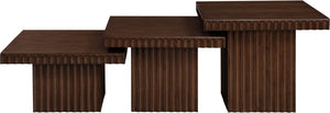 Meridian Furniture Spencer Modular Oak Veneer Coffee Table Fluted Base Walnut Finish Living Room 253Brown-CT-3A