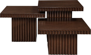 Meridian Furniture Spencer Modular Oak Veneer Coffee Table Fluted Base Walnut Finish Living Room 253Brown-CT-3A