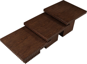 Meridian Furniture Spencer Modular Oak Veneer Coffee Table Fluted Base Walnut Finish Living Room 253Brown-CT-3A