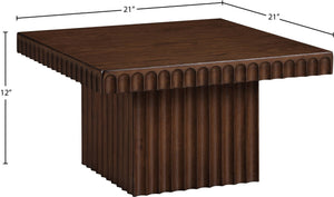 Meridian Furniture Spencer Fluted Walnut Finish Oak Veneer Coffee Table with Sculptural Wood Grain Detail 253Brown-CT12