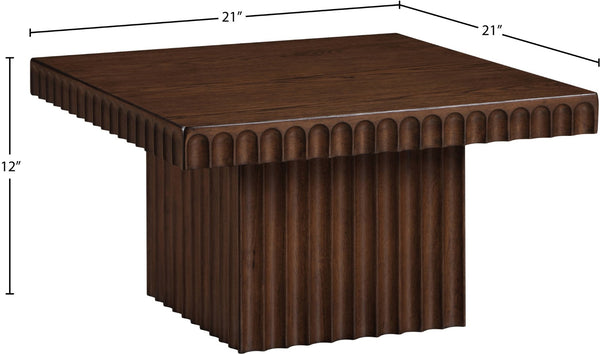 Meridian Furniture Spencer Fluted Walnut Finish Oak Veneer Coffee Table with Sculptural Wood Grain Detail 253Brown-CT12