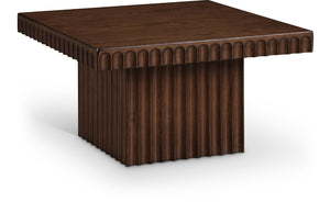 Meridian Furniture Spencer Fluted Walnut Finish Oak Veneer Coffee Table with Sculptural Wood Grain Detail 253Brown-CT12