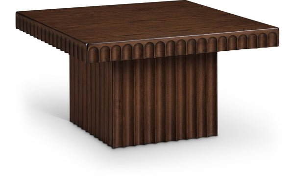 Meridian Furniture Spencer Fluted Walnut Finish Oak Veneer Coffee Table with Sculptural Wood Grain Detail 253Brown-CT12
