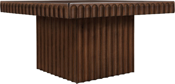 Meridian Furniture Spencer Fluted Walnut Finish Oak Veneer Coffee Table with Sculptural Wood Grain Detail 253Brown-CT12