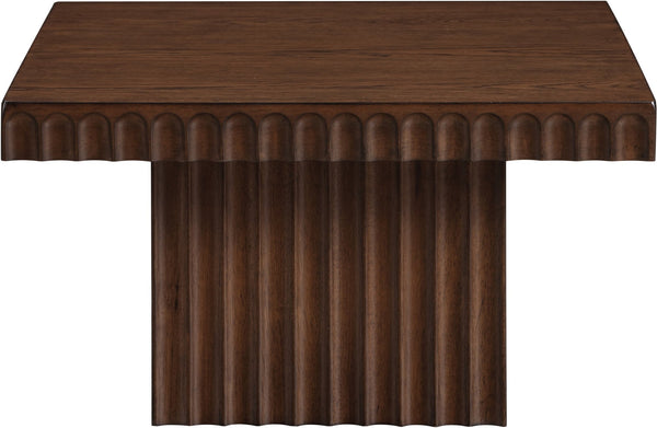 Meridian Furniture Spencer Fluted Walnut Finish Oak Veneer Coffee Table with Sculptural Wood Grain Detail 253Brown-CT12