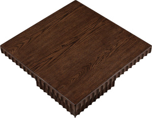 Meridian Furniture Spencer Fluted Walnut Finish Oak Veneer Coffee Table with Sculptural Wood Grain Detail 253Brown-CT12