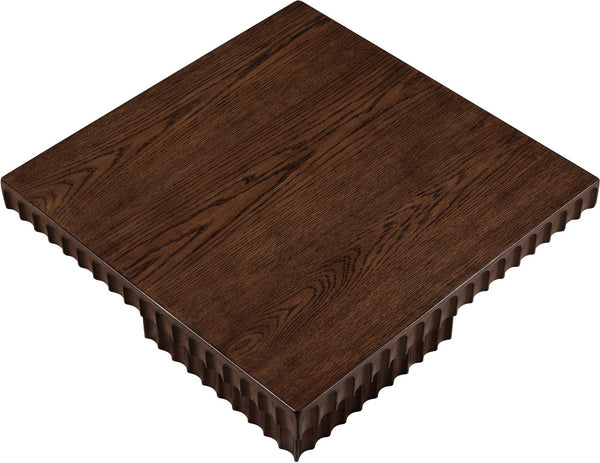 Meridian Furniture Spencer Fluted Walnut Finish Oak Veneer Coffee Table with Sculptural Wood Grain Detail 253Brown-CT12
