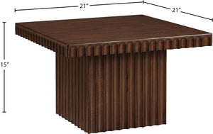 Meridian Furniture Spencer Oak Veneer Coffee Table Fluted Base Sculptural Mid-century Living Room Accent 253Brown-CT15
