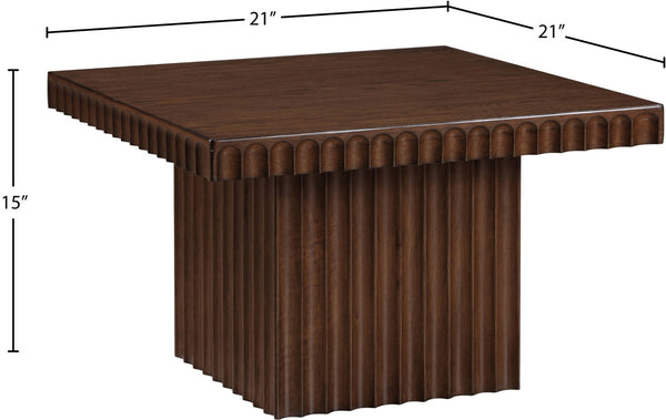 Meridian Furniture Spencer Oak Veneer Coffee Table Fluted Base Sculptural Mid-century Living Room Accent 253Brown-CT15