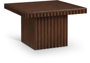 Meridian Furniture Spencer Oak Veneer Coffee Table Fluted Base Sculptural Mid-century Living Room Accent 253Brown-CT15