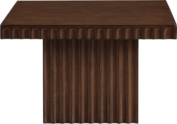 Meridian Furniture Spencer Oak Veneer Coffee Table Fluted Base Sculptural Mid-century Living Room Accent 253Brown-CT15