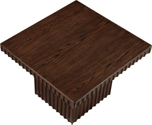 Meridian Furniture Spencer Oak Veneer Coffee Table Fluted Base Sculptural Mid-century Living Room Accent 253Brown-CT15