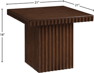 Meridian Furniture Spencer Square Coffee Table with Fluted Base Oak Veneer and Walnut Finish for Living Room 253Brown-CT18