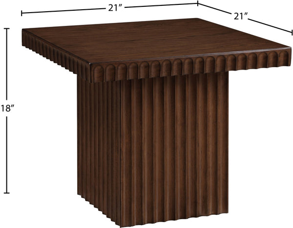 Meridian Furniture Spencer Square Coffee Table with Fluted Base Oak Veneer and Walnut Finish for Living Room 253Brown-CT18