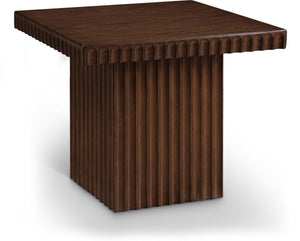 Meridian Furniture Spencer Square Coffee Table with Fluted Base Oak Veneer and Walnut Finish for Living Room 253Brown-CT18