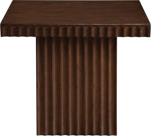 Meridian Furniture Spencer Square Coffee Table with Fluted Base Oak Veneer and Walnut Finish for Living Room 253Brown-CT18