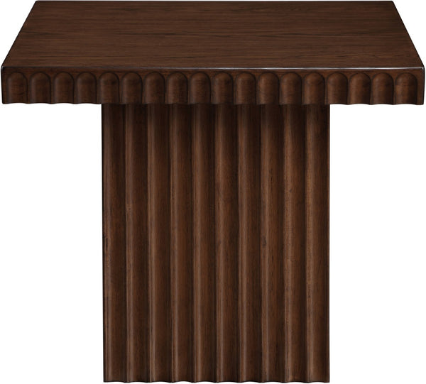 Meridian Furniture Spencer Square Coffee Table with Fluted Base Oak Veneer and Walnut Finish for Living Room 253Brown-CT18