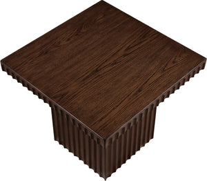 Meridian Furniture Spencer Square Coffee Table with Fluted Base Oak Veneer and Walnut Finish for Living Room 253Brown-CT18