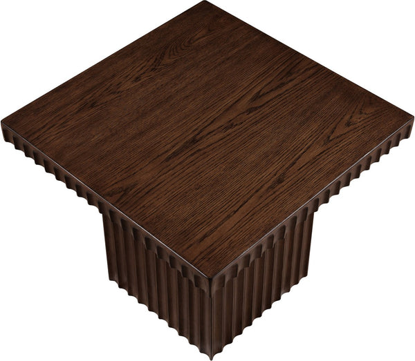 Meridian Furniture Spencer Square Coffee Table with Fluted Base Oak Veneer and Walnut Finish for Living Room 253Brown-CT18