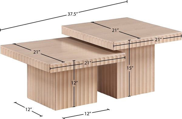 Meridian Furniture Spencer Fluted Oak Veneer Nesting Coffee Tables for Living Room Sectional Layouts 253Oak-CT-2A