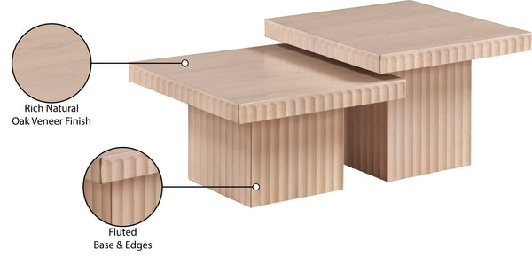 Meridian Furniture Spencer Fluted Oak Veneer Nesting Coffee Tables for Living Room Sectional Layouts 253Oak-CT-2A