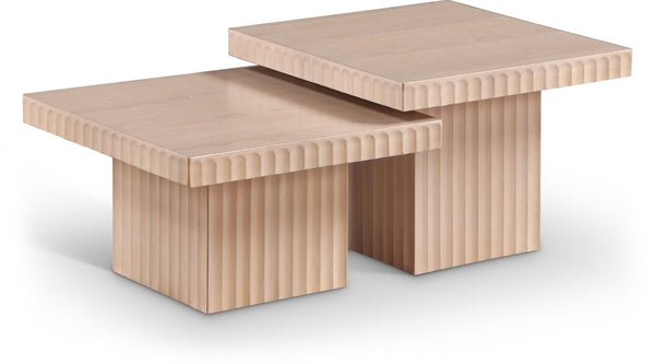 Meridian Furniture Spencer Fluted Oak Veneer Nesting Coffee Tables for Living Room Sectional Layouts 253Oak-CT-2A