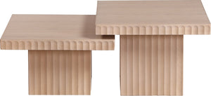 Meridian Furniture Spencer Fluted Oak Veneer Nesting Coffee Tables for Living Room Sectional Layouts 253Oak-CT-2A