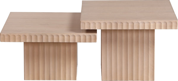Meridian Furniture Spencer Fluted Oak Veneer Nesting Coffee Tables for Living Room Sectional Layouts 253Oak-CT-2A