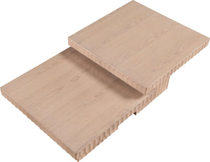 Meridian Furniture Spencer Fluted Oak Veneer Nesting Coffee Tables for Living Room Sectional Layouts 253Oak-CT-2A