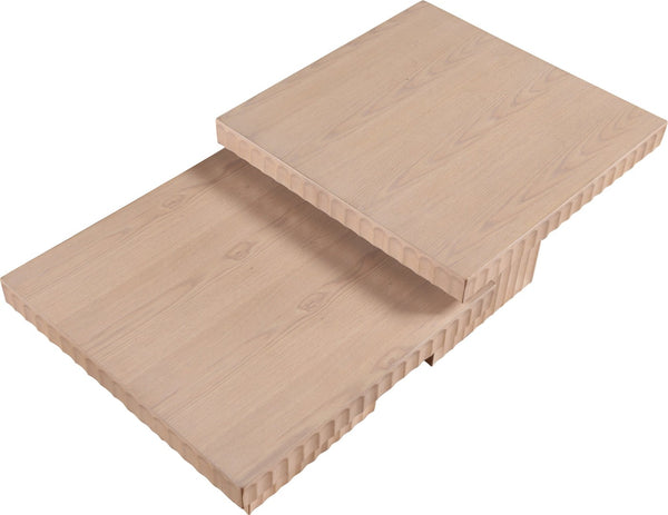 Meridian Furniture Spencer Fluted Oak Veneer Nesting Coffee Tables for Living Room Sectional Layouts 253Oak-CT-2A