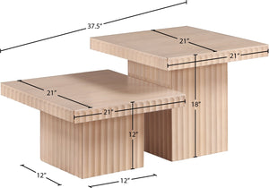Meridian Furniture Spencer Fluted Oak Veneer Nesting Coffee Table Set for Modern Living Rooms 253Oak-CT-2B