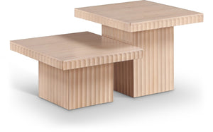 Meridian Furniture Spencer Fluted Oak Veneer Nesting Coffee Table Set for Modern Living Rooms 253Oak-CT-2B