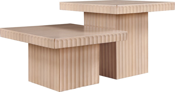 Meridian Furniture Spencer Fluted Oak Veneer Nesting Coffee Table Set for Modern Living Rooms 253Oak-CT-2B