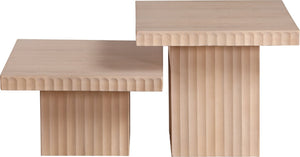 Meridian Furniture Spencer Fluted Oak Veneer Nesting Coffee Table Set for Modern Living Rooms 253Oak-CT-2B