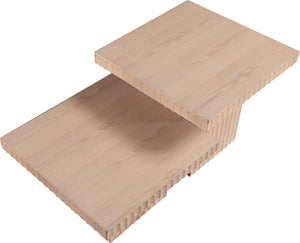 Meridian Furniture Spencer Fluted Oak Veneer Nesting Coffee Table Set for Modern Living Rooms 253Oak-CT-2B